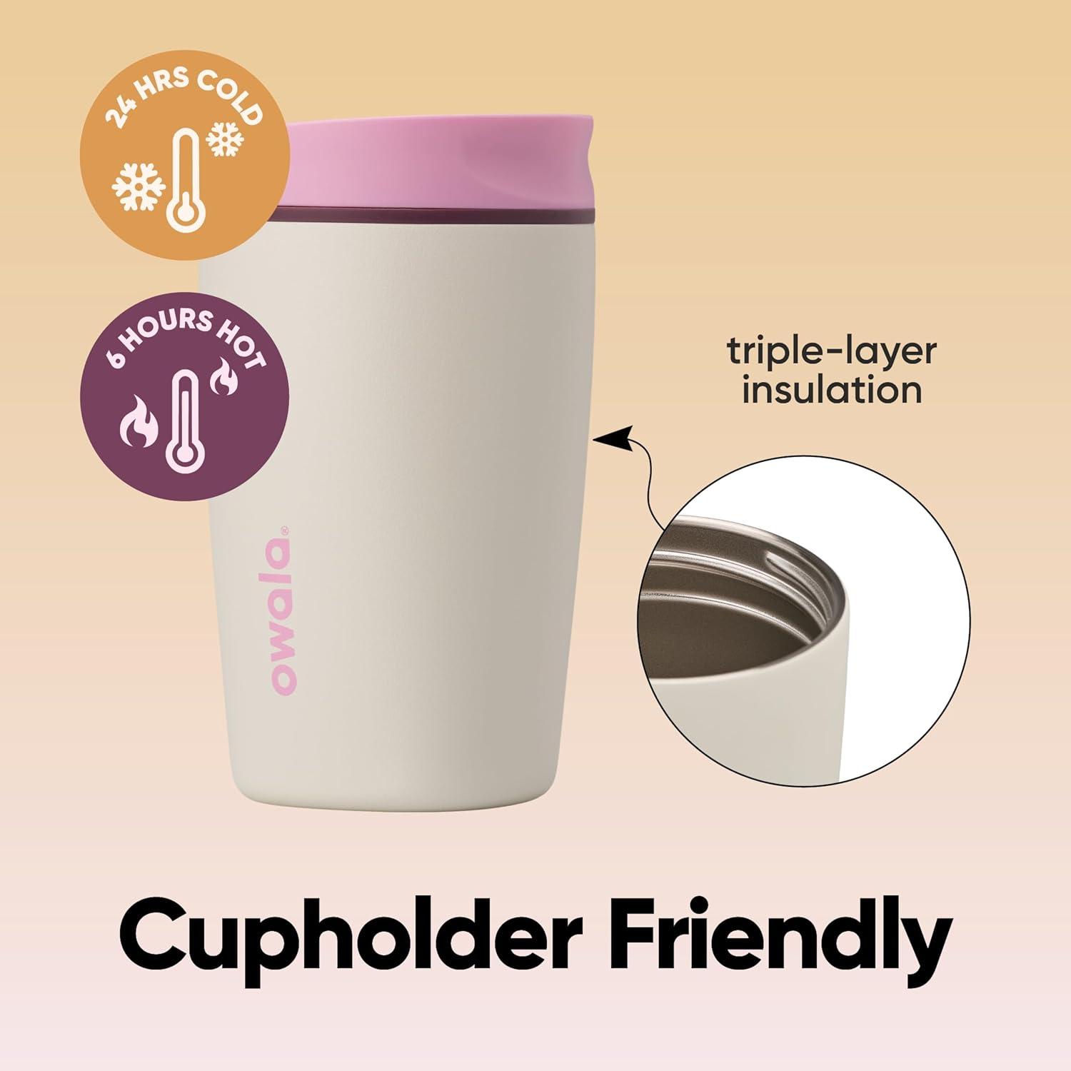 imageOwala SmoothSip Slider Insulated Stainless Steel Coffee Tumbler Reusable Iced Coffee Cup Hot Coffee Travel Mug BPA Free 12 oz GreyBlue Beachy BreezeDaybreak