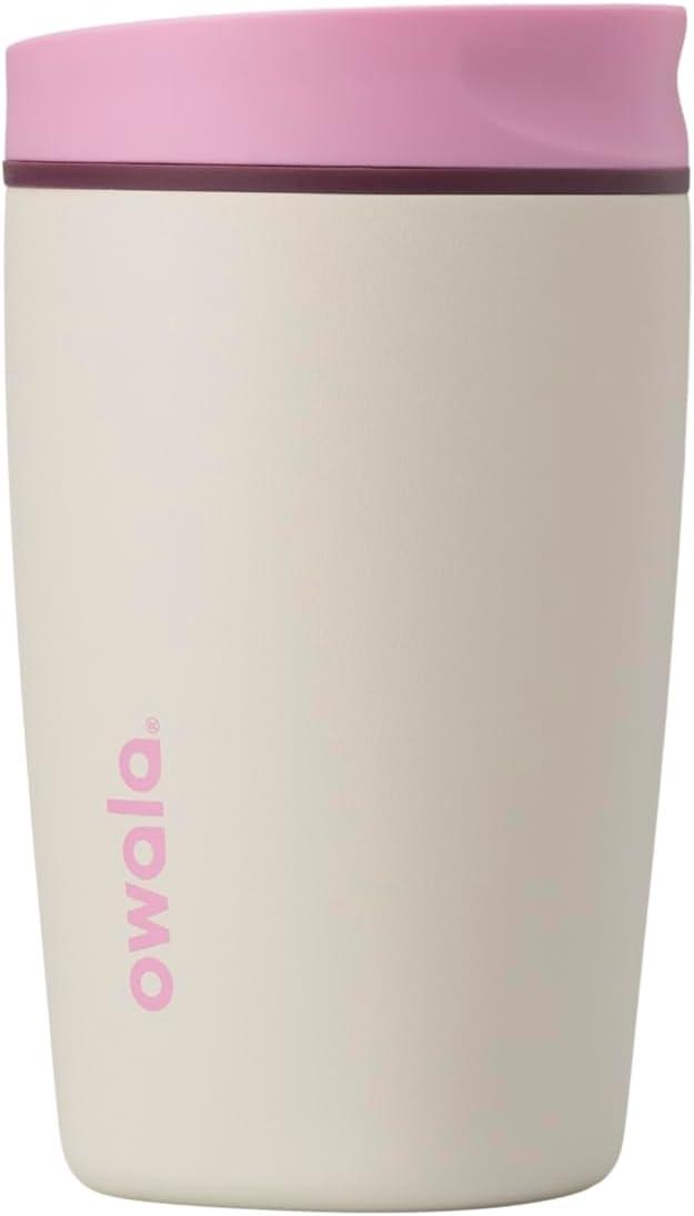 imageOwala SmoothSip Slider Insulated Stainless Steel Coffee Tumbler Reusable Iced Coffee Cup Hot Coffee Travel Mug BPA Free 12 oz GreyBlue Beachy BreezeDaybreak