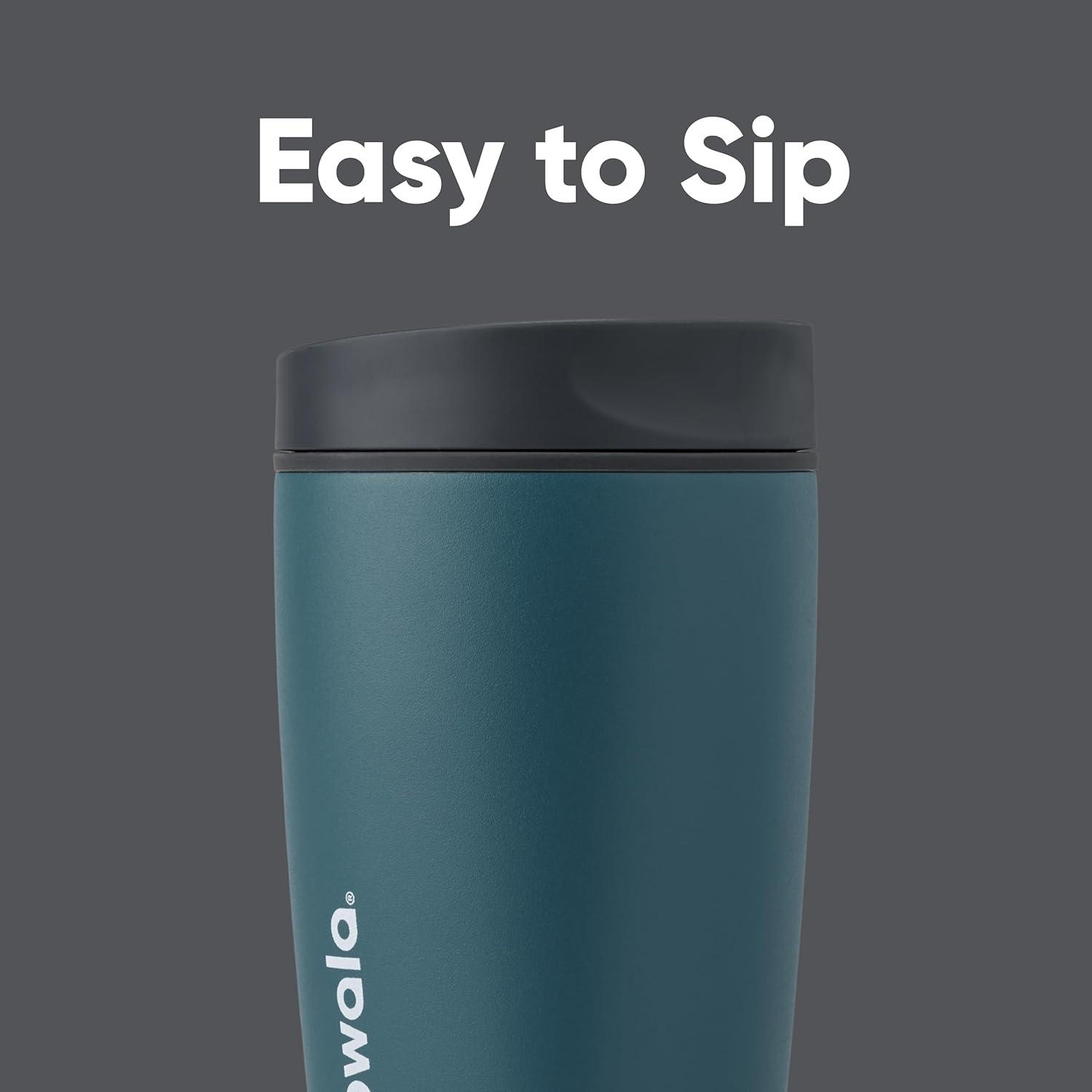 imageOwala SmoothSip Slider Insulated Stainless Steel Coffee Tumbler Reusable Iced Coffee Cup Hot Coffee Travel Mug BPA Free 12 oz GreyBlue Beachy BreezeHigh Dive