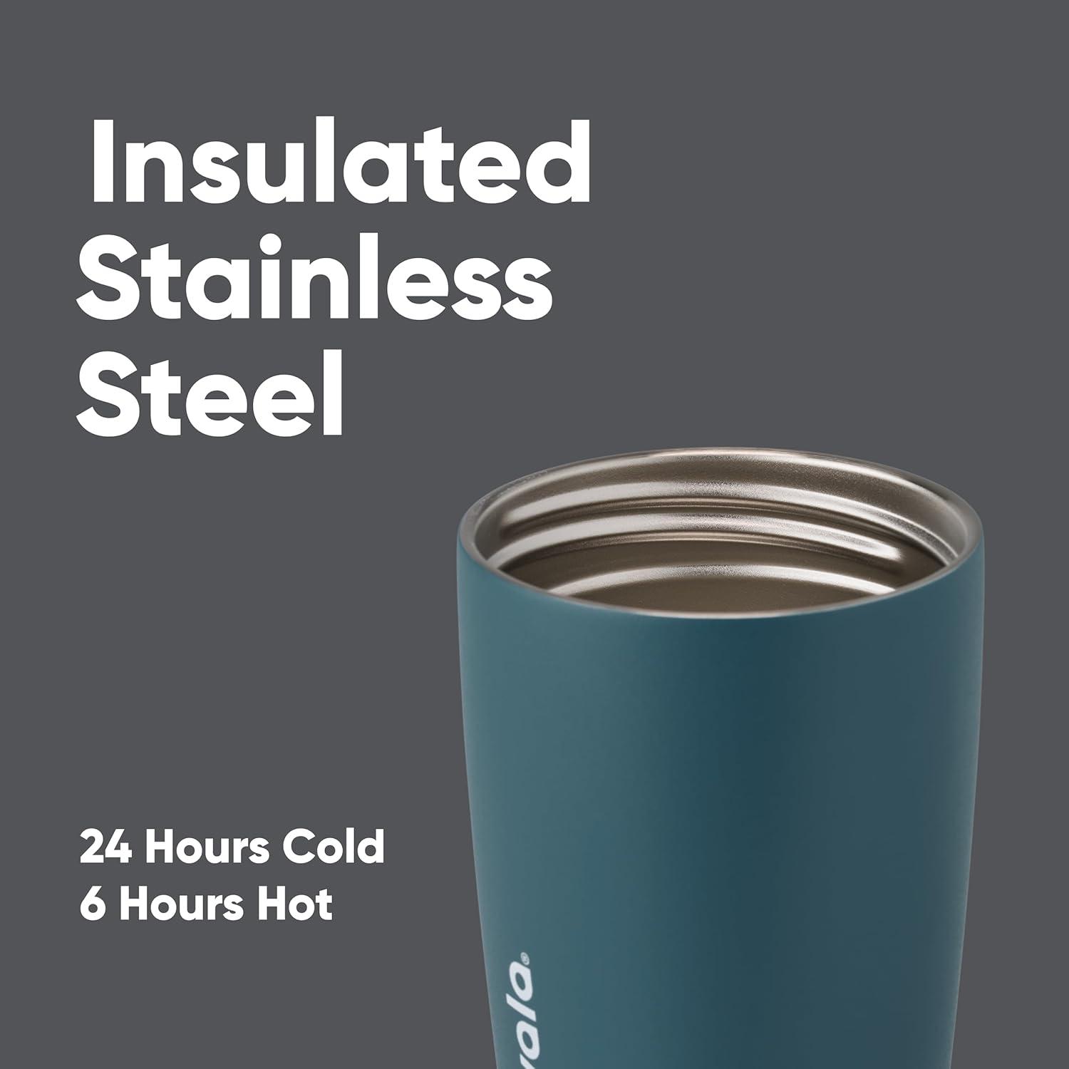 imageOwala SmoothSip Slider Insulated Stainless Steel Coffee Tumbler Reusable Iced Coffee Cup Hot Coffee Travel Mug BPA Free 12 oz GreyBlue Beachy BreezeHigh Dive