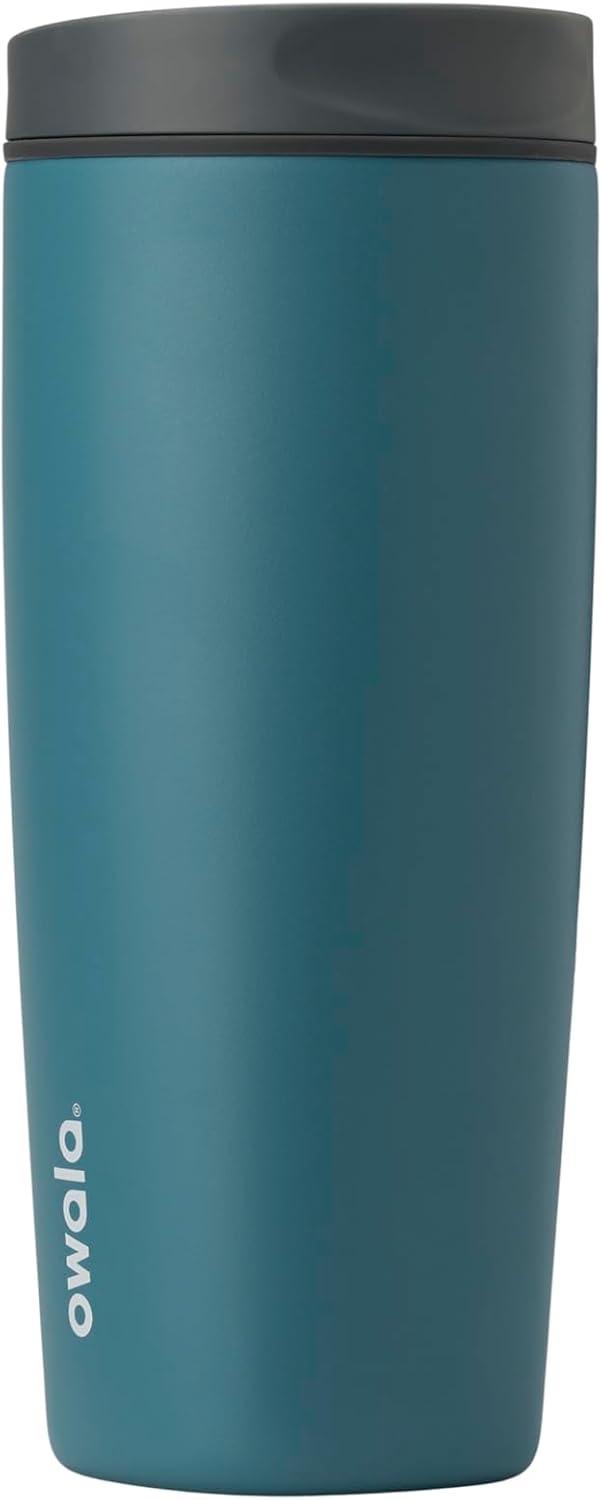 imageOwala SmoothSip Slider Insulated Stainless Steel Coffee Tumbler Reusable Iced Coffee Cup Hot Coffee Travel Mug BPA Free 12 oz GreyBlue Beachy BreezeHigh Dive
