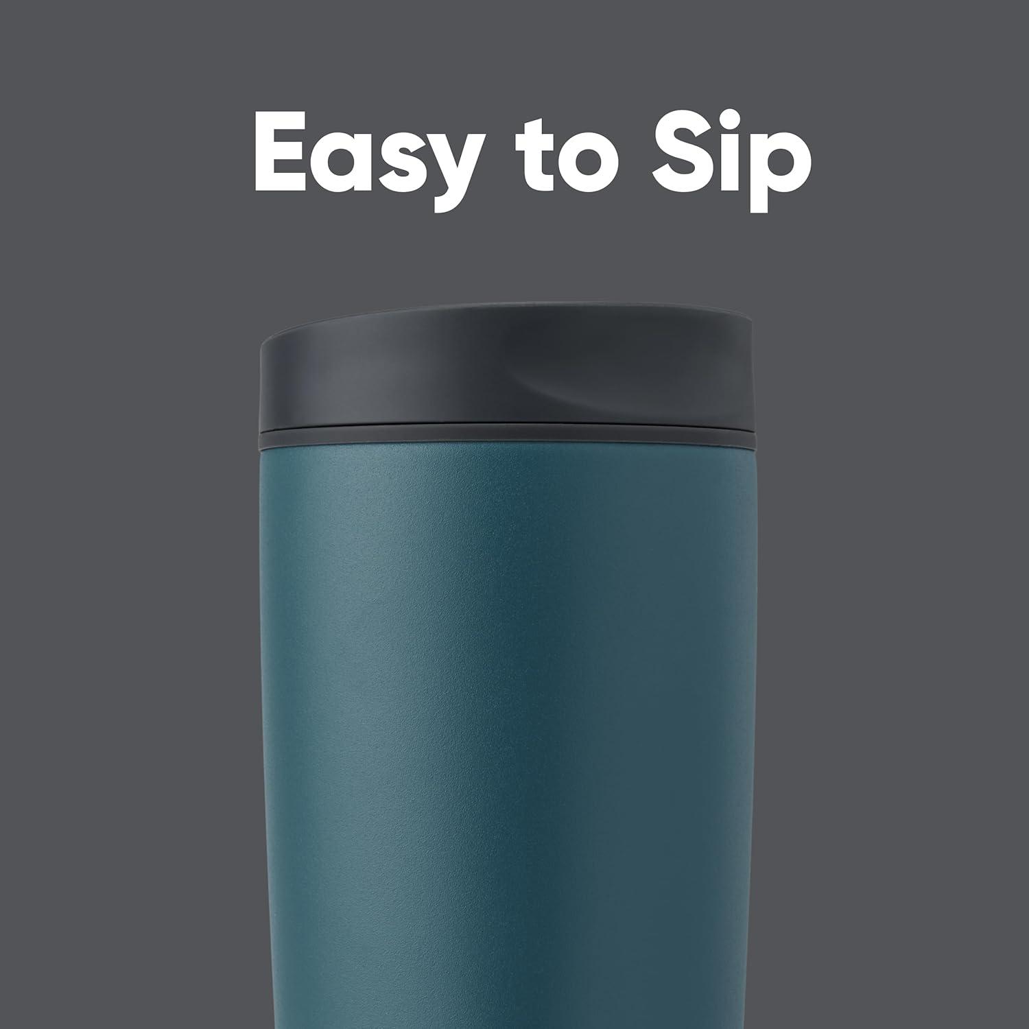 imageOwala SmoothSip Slider Insulated Stainless Steel Coffee Tumbler Reusable Iced Coffee Cup Hot Coffee Travel Mug BPA Free 12 oz GreyBlue Beachy BreezeHigh Dive