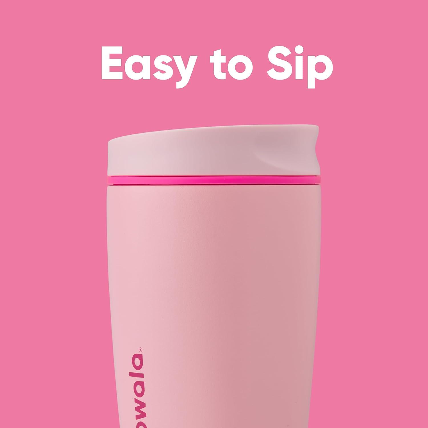 imageOwala SmoothSip Slider Insulated Stainless Steel Coffee Tumbler Reusable Iced Coffee Cup Hot Coffee Travel Mug BPA Free 12 oz GreyBlue Beachy BreezePucker Up