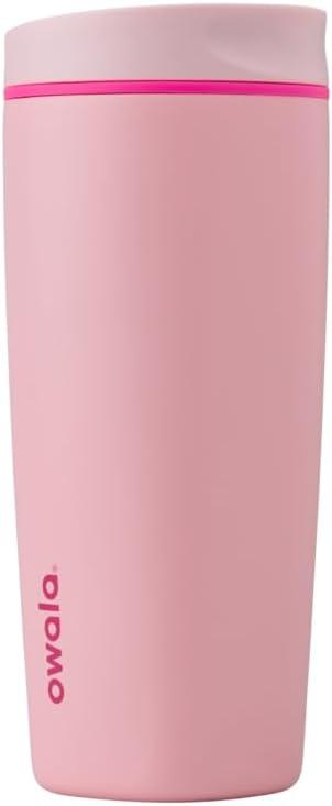 imageOwala SmoothSip Slider Insulated Stainless Steel Coffee Tumbler Reusable Iced Coffee Cup Hot Coffee Travel Mug BPA Free 12 oz GreyBlue Beachy BreezePucker Up