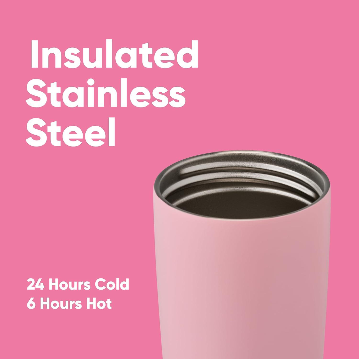 imageOwala SmoothSip Slider Insulated Stainless Steel Coffee Tumbler Reusable Iced Coffee Cup Hot Coffee Travel Mug BPA Free 12 oz GreyBlue Beachy BreezePucker Up