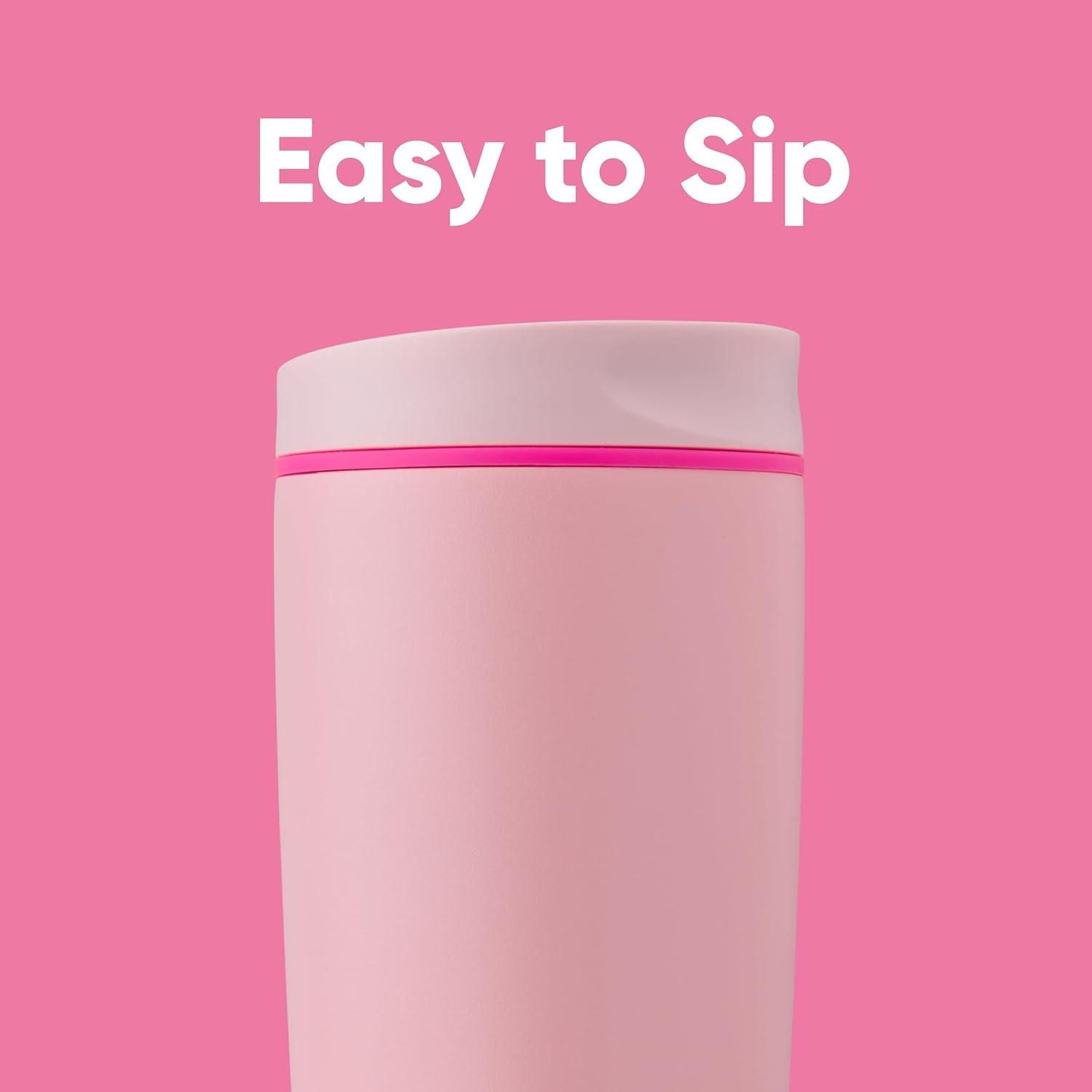 imageOwala SmoothSip Slider Insulated Stainless Steel Coffee Tumbler Reusable Iced Coffee Cup Hot Coffee Travel Mug BPA Free 12 oz GreyBlue Beachy BreezePucker Up