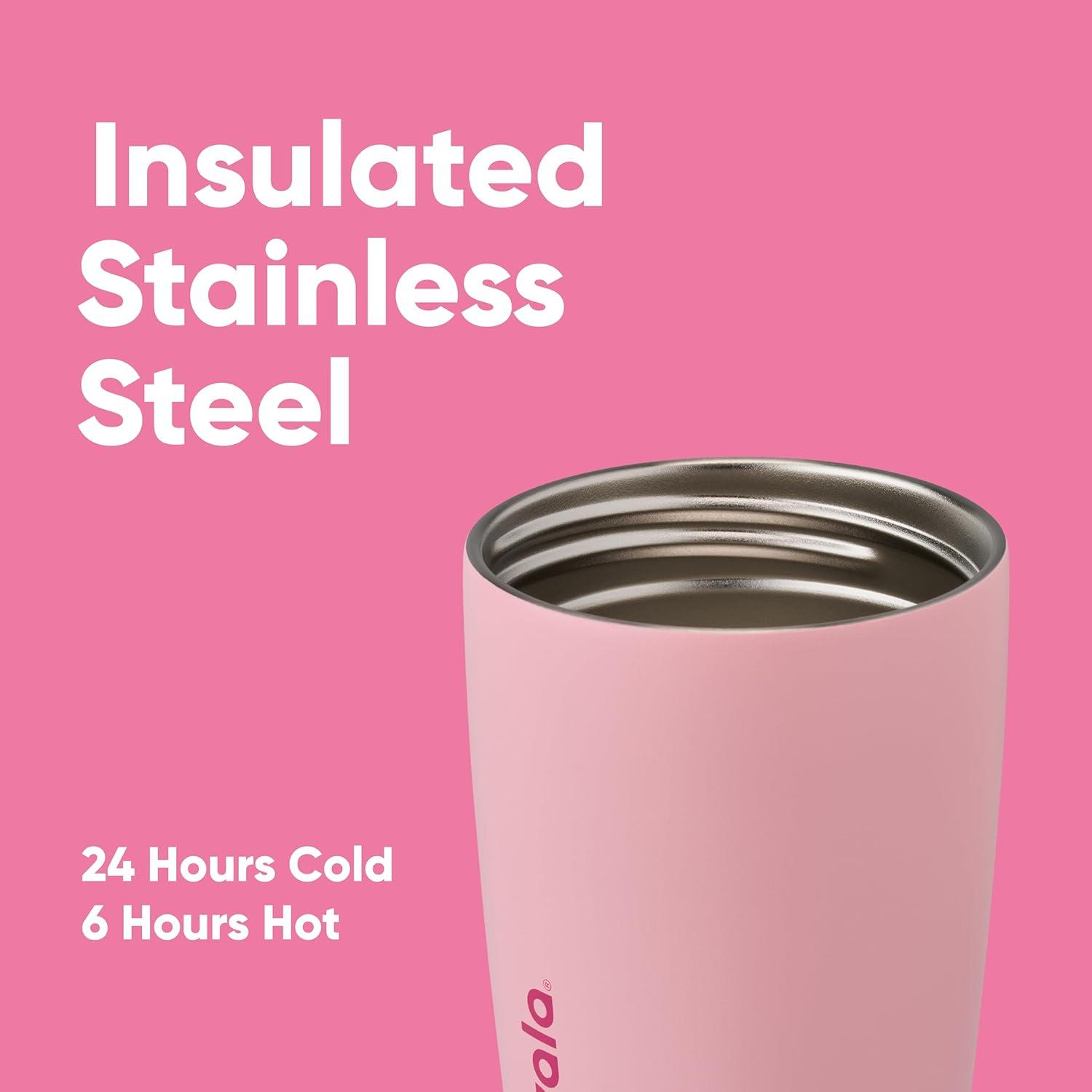 imageOwala SmoothSip Slider Insulated Stainless Steel Coffee Tumbler Reusable Iced Coffee Cup Hot Coffee Travel Mug BPA Free 12 oz GreyBlue Beachy BreezePucker Up
