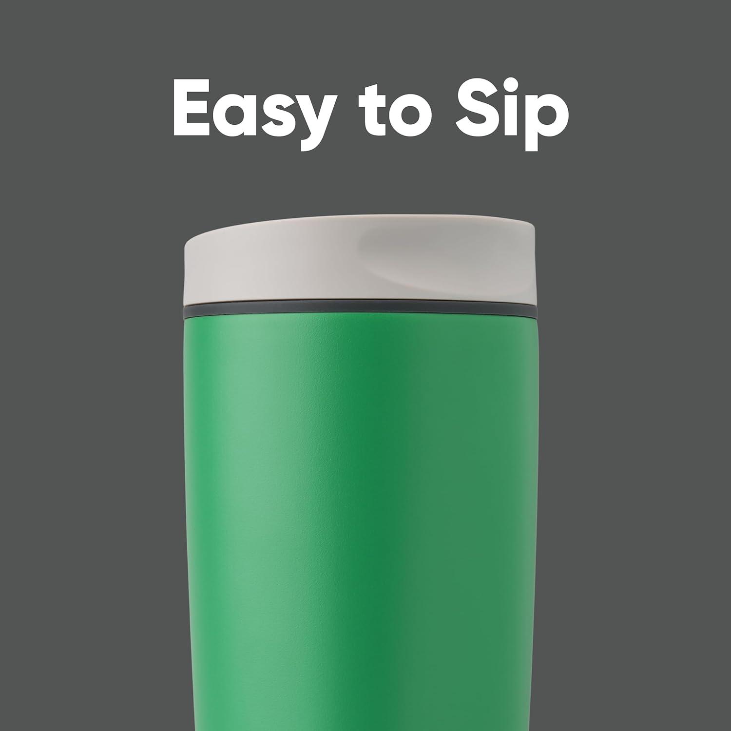 imageOwala SmoothSip Slider Insulated Stainless Steel Coffee Tumbler Reusable Iced Coffee Cup Hot Coffee Travel Mug BPA Free 12 oz GreyBlue Beachy BreezeSour Apple
