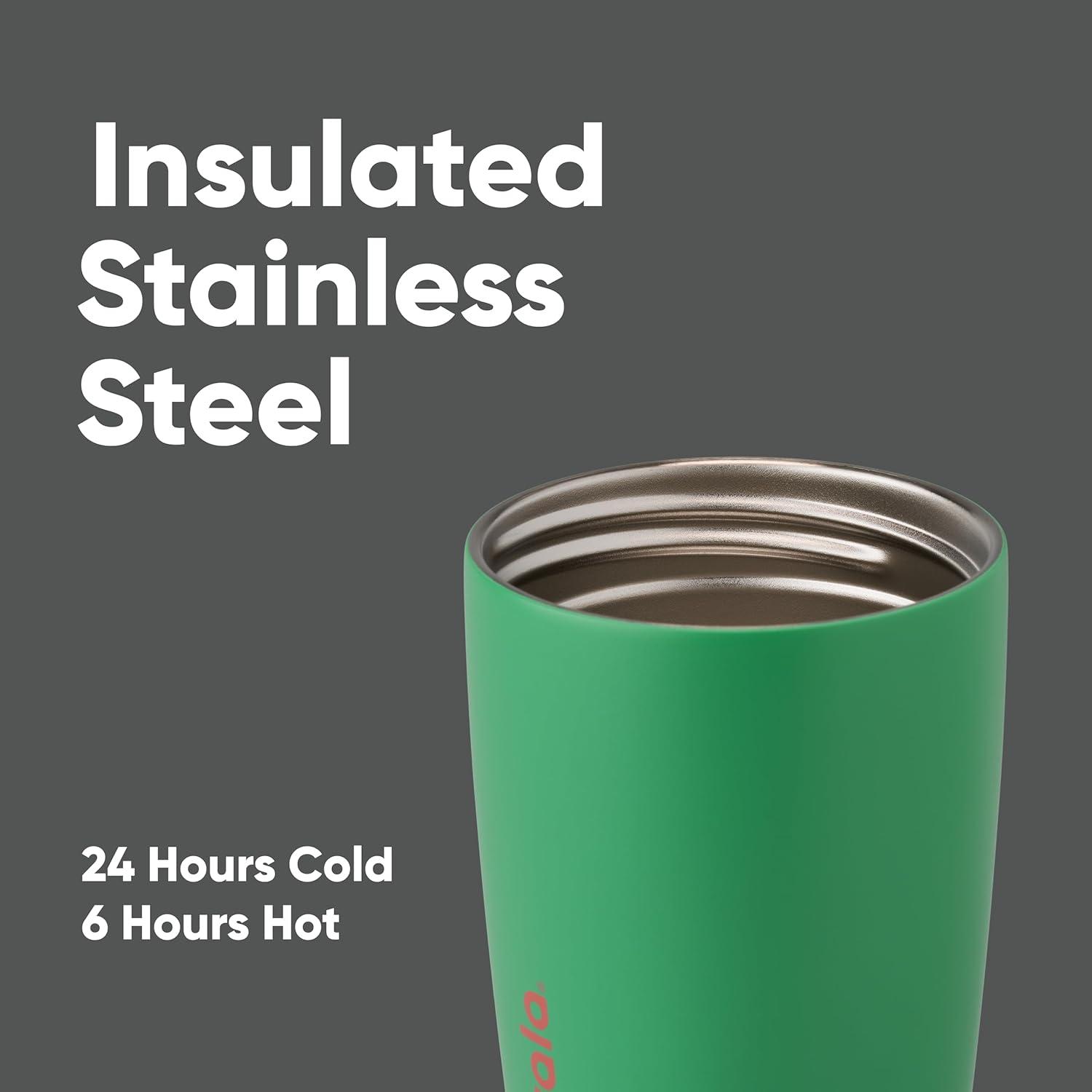 imageOwala SmoothSip Slider Insulated Stainless Steel Coffee Tumbler Reusable Iced Coffee Cup Hot Coffee Travel Mug BPA Free 12 oz GreyBlue Beachy BreezeSour Apple
