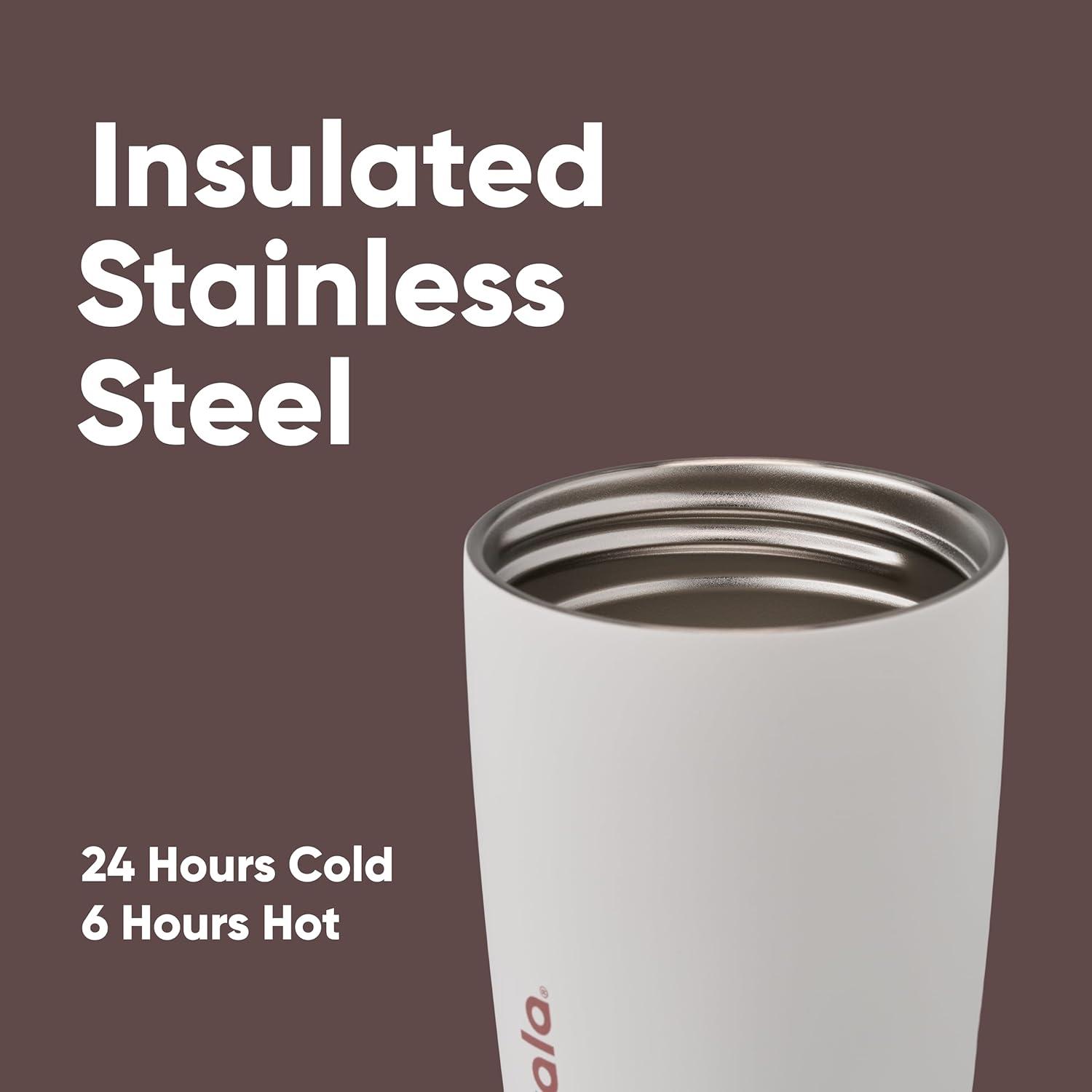 imageOwala SmoothSip Slider Insulated Stainless Steel Coffee Tumbler Reusable Iced Coffee Cup Hot Coffee Travel Mug BPA Free 12 oz GreyBlue Beachy BreezeVanilla Bean