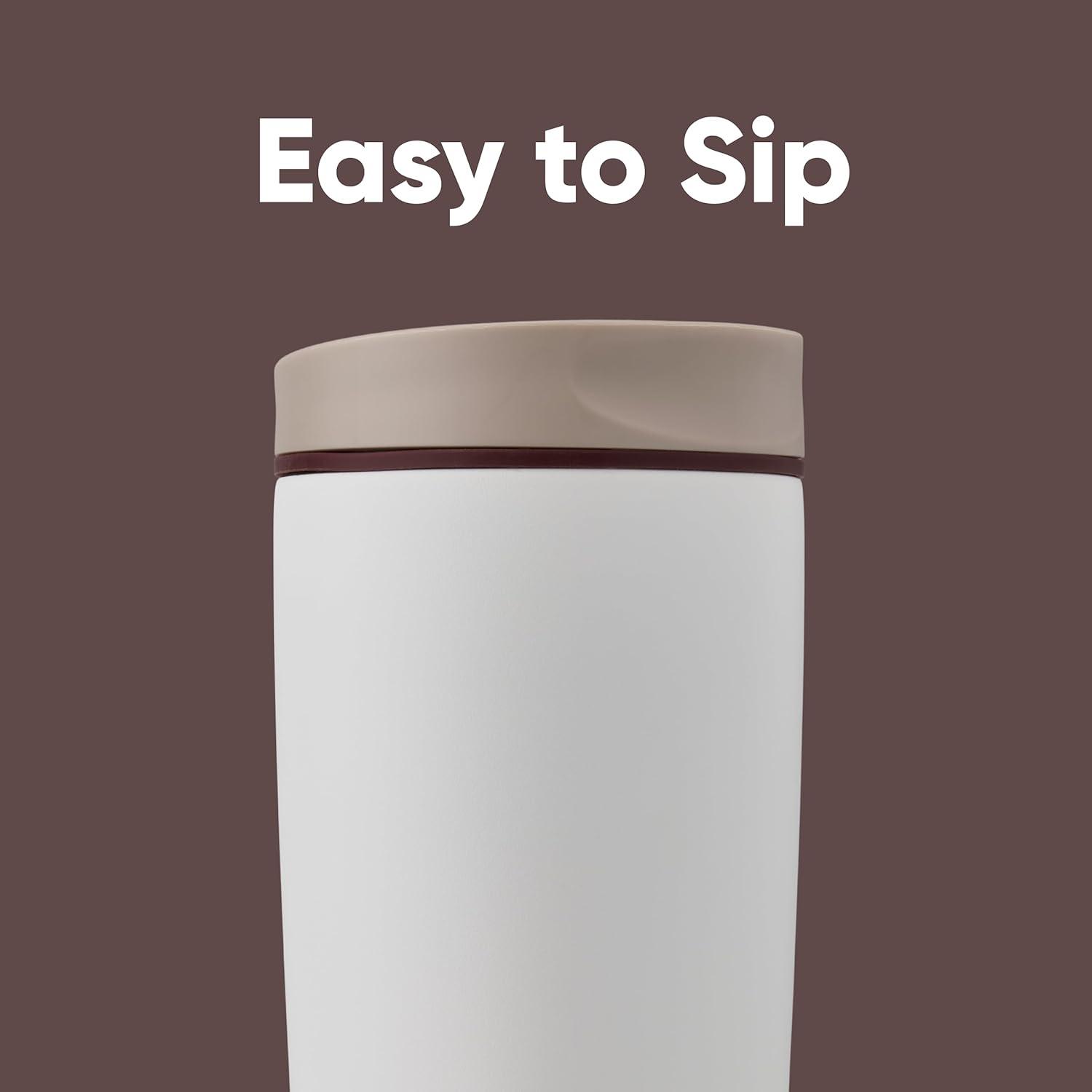 imageOwala SmoothSip Slider Insulated Stainless Steel Coffee Tumbler Reusable Iced Coffee Cup Hot Coffee Travel Mug BPA Free 12 oz GreyBlue Beachy BreezeVanilla Bean