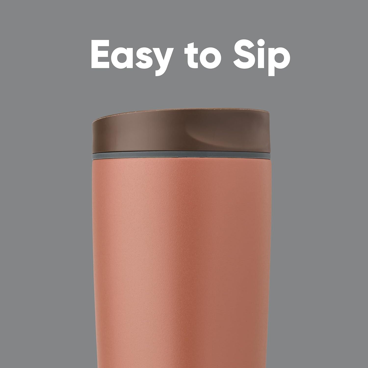 imageOwala SmoothSip Slider Insulated Stainless Steel Coffee Tumbler Reusable Iced Coffee Cup Hot Coffee Travel Mug BPA Free 12 oz GreyBlue Beachy Breezecozy cocoa
