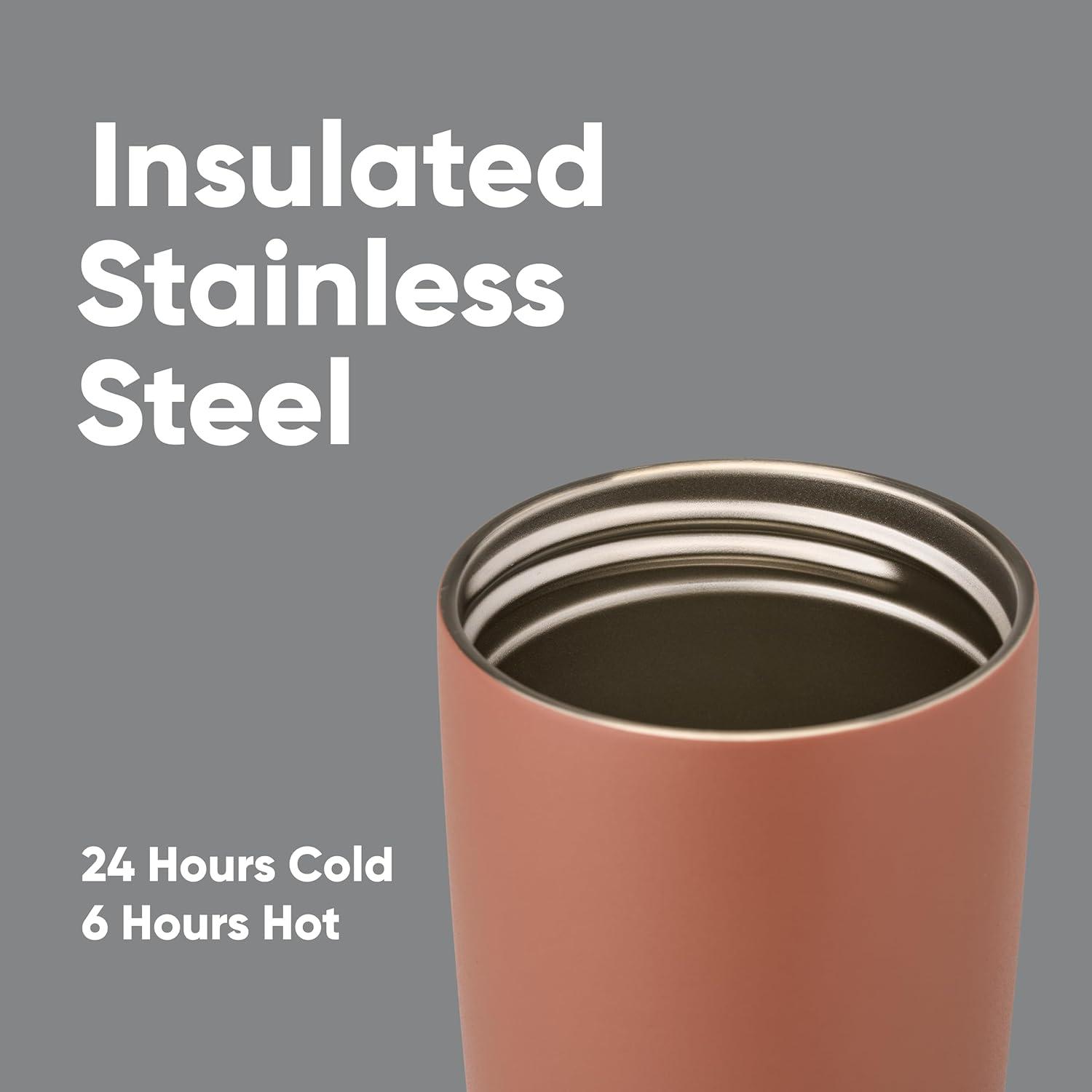 imageOwala SmoothSip Slider Insulated Stainless Steel Coffee Tumbler Reusable Iced Coffee Cup Hot Coffee Travel Mug BPA Free 12 oz GreyBlue Beachy Breezecozy cocoa