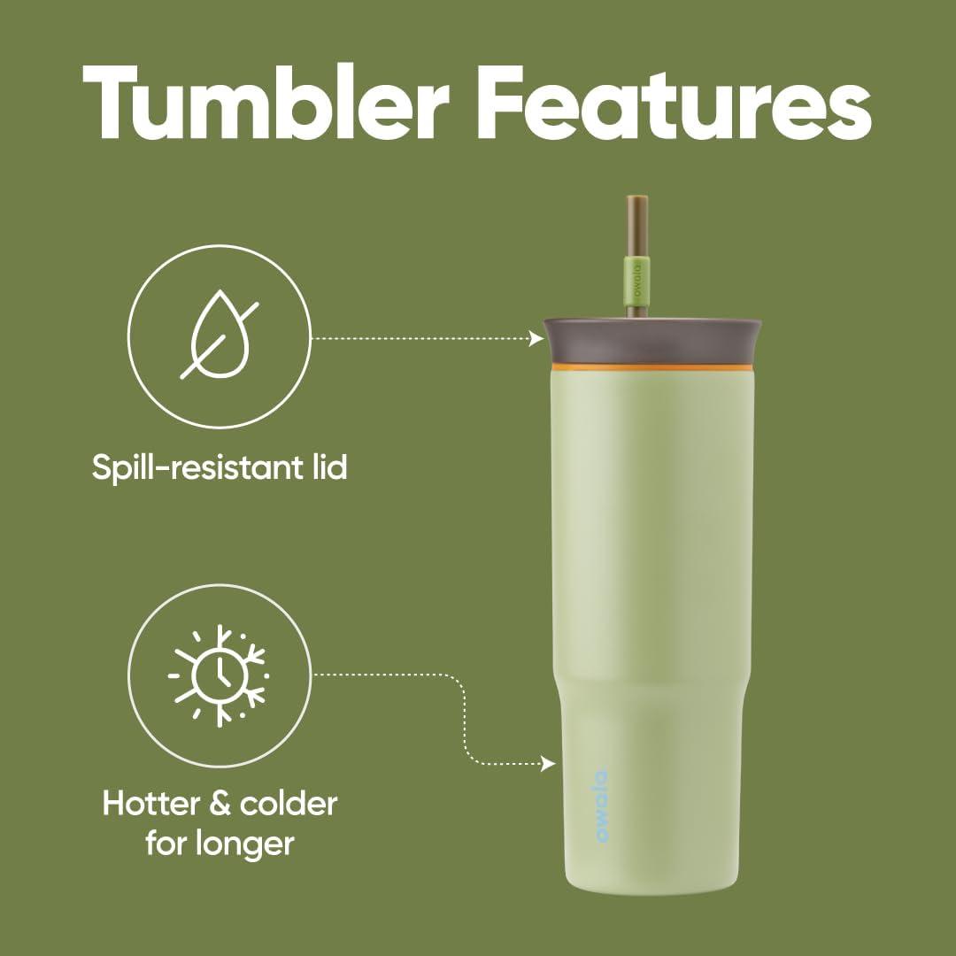 imageOwala Stainless Steel Triple Layer Insulated Travel Tumbler with Spill Resistant Lid Straw and Carry Handle BPA Free 40 oz Gray Iced TeaBrave Adventures
