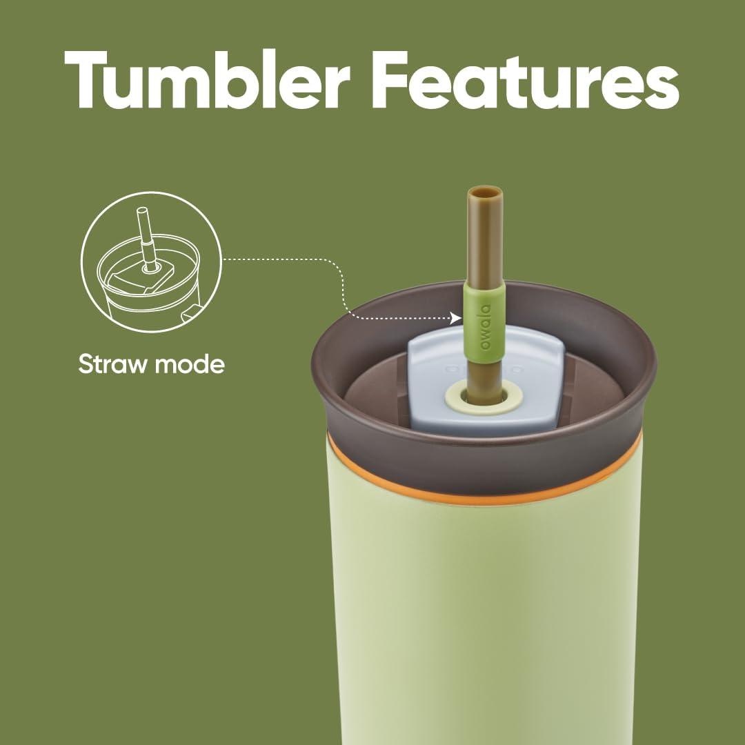 imageOwala Stainless Steel Triple Layer Insulated Travel Tumbler with Spill Resistant Lid Straw and Carry Handle BPA Free 40 oz Gray Iced TeaBrave Adventures