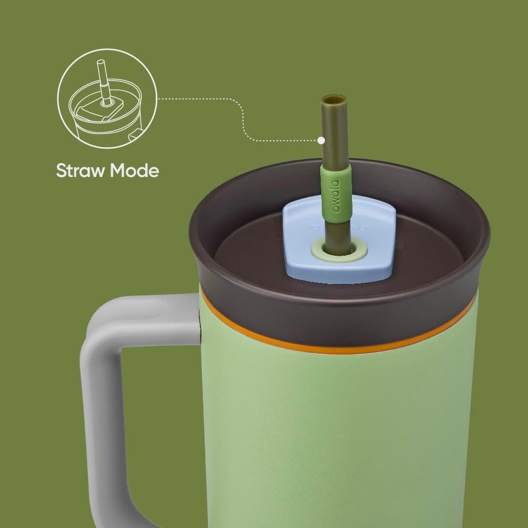 imageOwala Stainless Steel Triple Layer Insulated Travel Tumbler with Spill Resistant Lid Straw and Carry Handle BPA Free 40 oz Gray Iced TeaBrave Adventures
