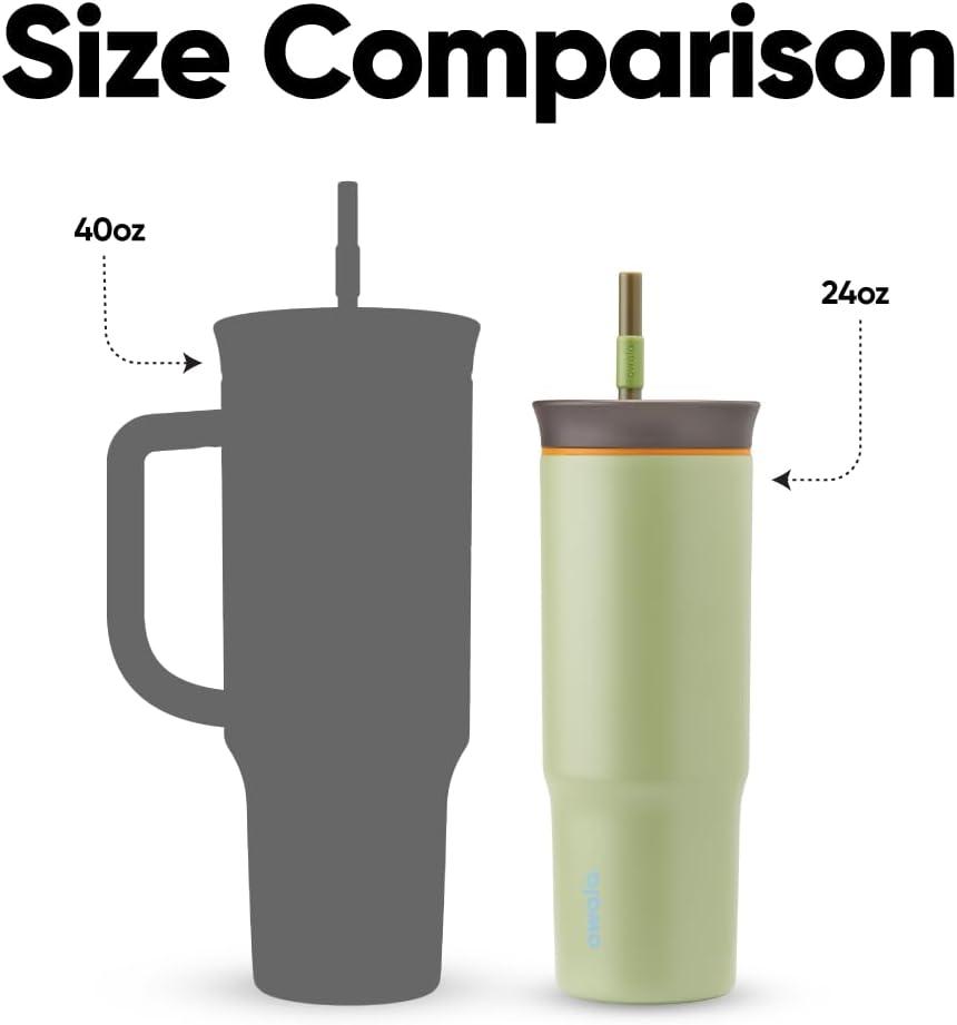 imageOwala Stainless Steel Triple Layer Insulated Travel Tumbler with Spill Resistant Lid Straw and Carry Handle BPA Free 40 oz Gray Iced TeaBrave Adventures