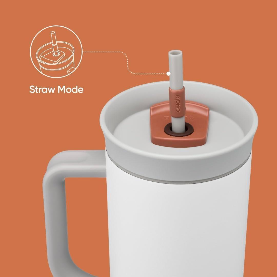 imageOwala Stainless Steel Triple Layer Insulated Travel Tumbler with Spill Resistant Lid Straw and Carry Handle BPA Free 40 oz Gray Iced TeaIced Tea
