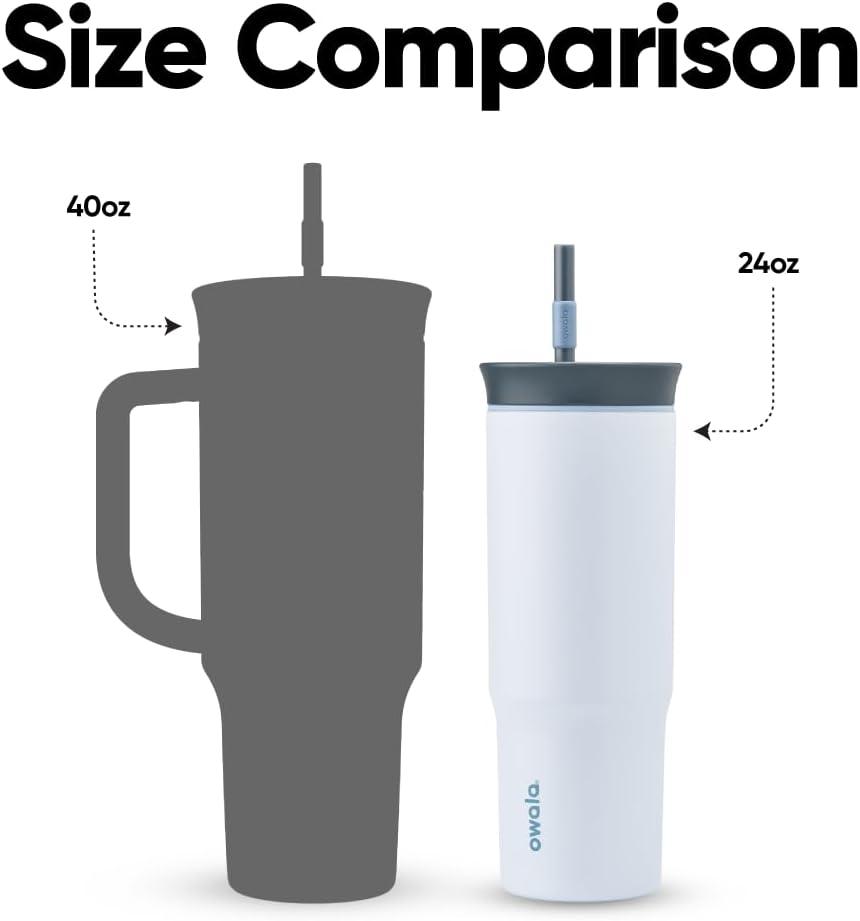 imageOwala Stainless Steel Triple Layer Insulated Travel Tumbler with Spill Resistant Lid Straw and Carry Handle BPA Free 40 oz Gray Iced TeaThe Great Blue