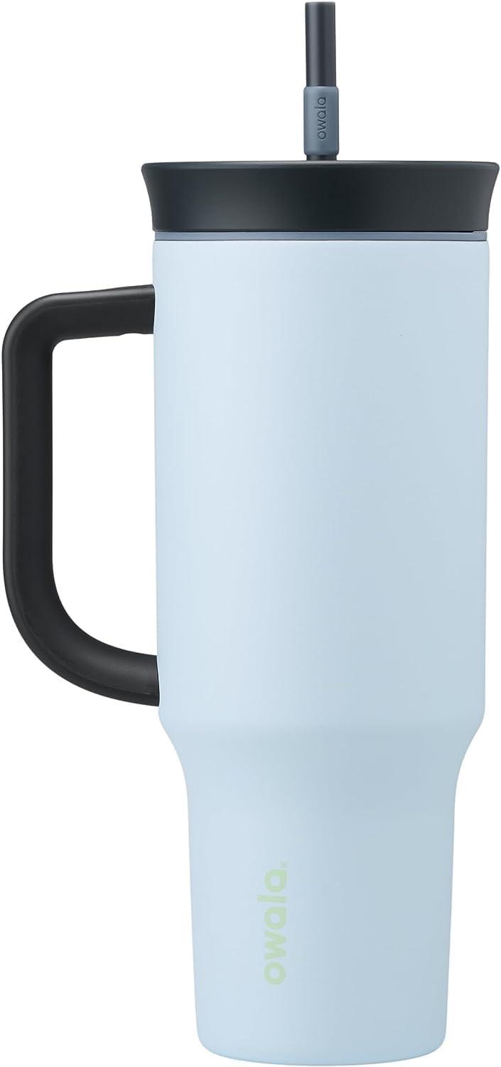 imageOwala Stainless Steel Triple Layer Insulated Travel Tumbler with Spill Resistant Lid Straw and Carry Handle BPA Free 40 oz Gray Iced TeaThe Great Blue