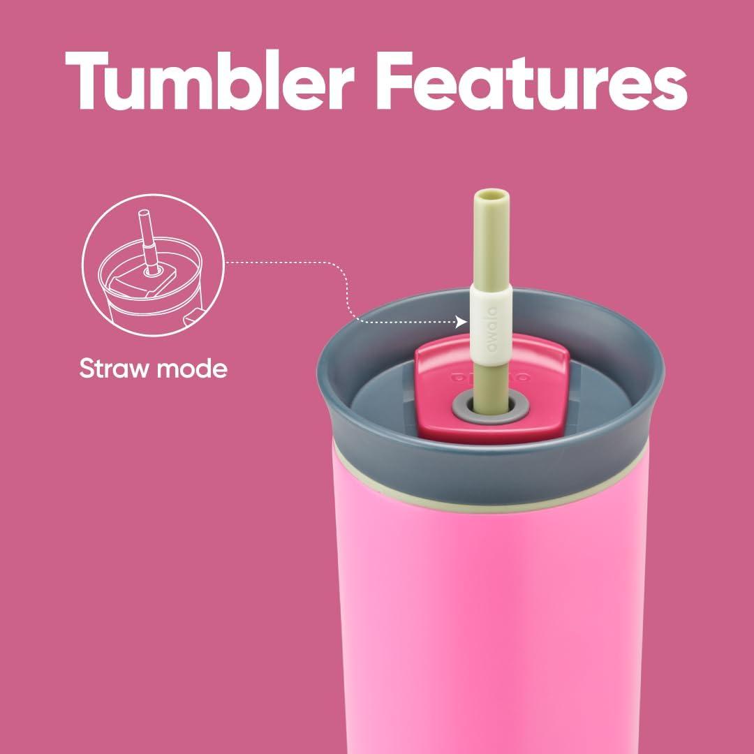 imageOwala Stainless Steel Triple Layer Insulated Travel Tumbler with Spill Resistant Lid Straw and Carry Handle BPA Free 40 oz Gray Iced TeaWatermelon Breeze