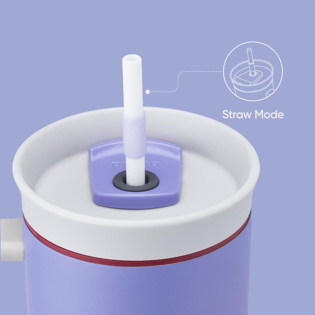 imageOwala Stainless Steel Triple Layer Insulated Travel Tumbler with Spill Resistant Lid Straw and Carry Handle BPA Free 40 oz Gray Iced TeaWhimsical Daydream