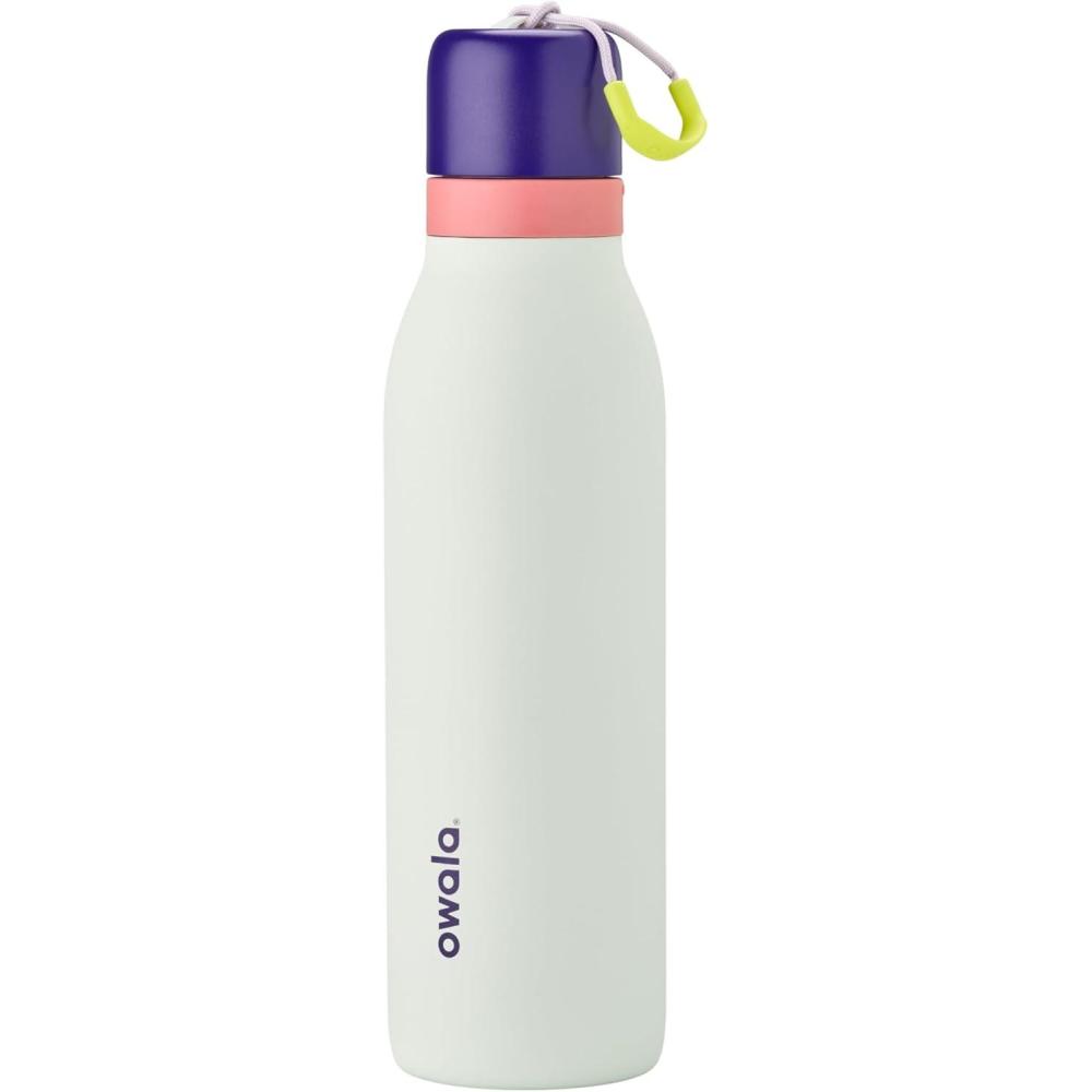 imageOwala FreeSip Twist Insulated Stainless Steel Water Bottle with Straw for Sports and Travel BPAFree 18oz MintWhite Iced BreezeMisty Horizons