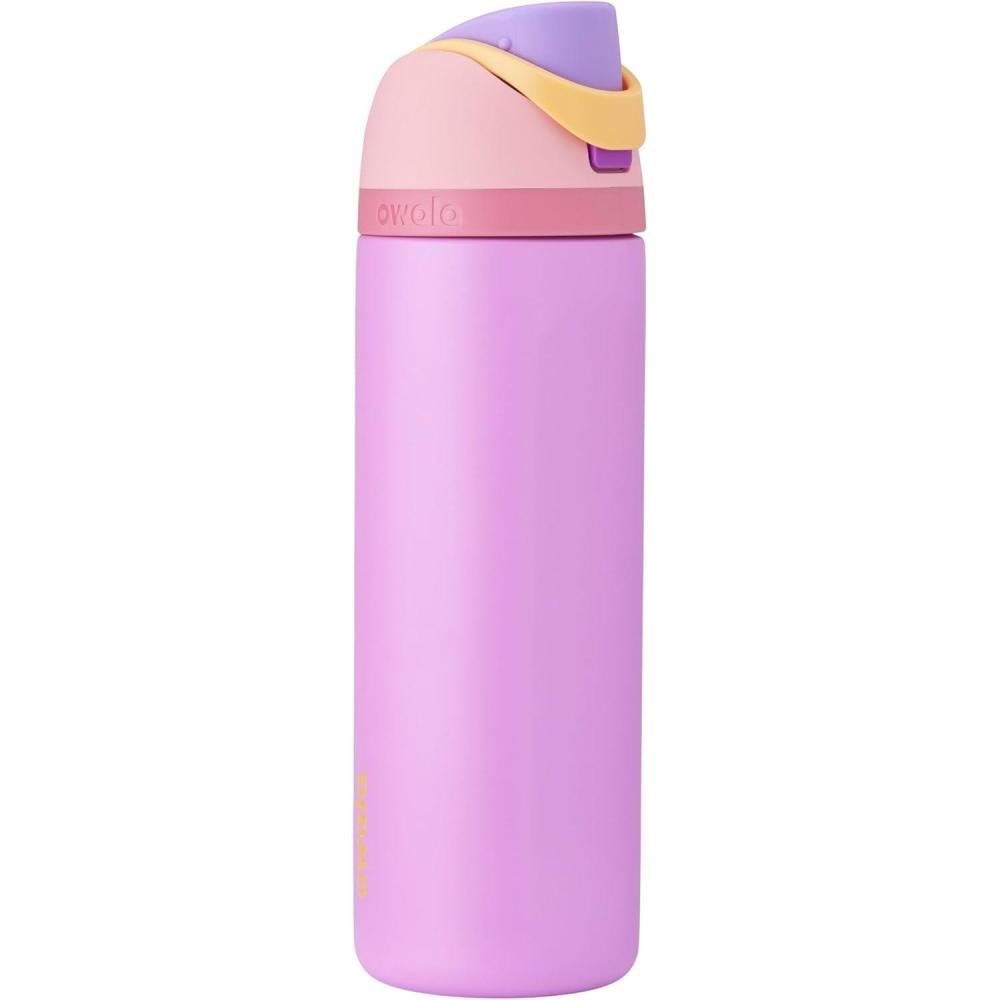 imageOwala Harry Potter FreeSip Insulated Stainless Steel Water Bottle with Straw BPAFree Sports Water Bottle Great for Travel 24 oz HufflepuffRapunzel