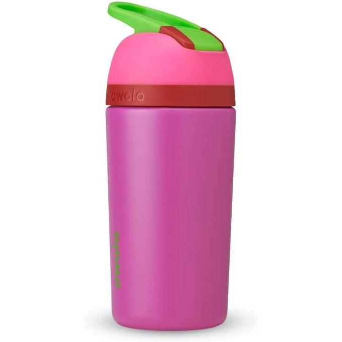 imageOwala Kids Flip Insulated StainlessSteel Water Bottle with Straw and Locking Lid 14Ounce OrangeBlue Blue CitrusPink  Purple