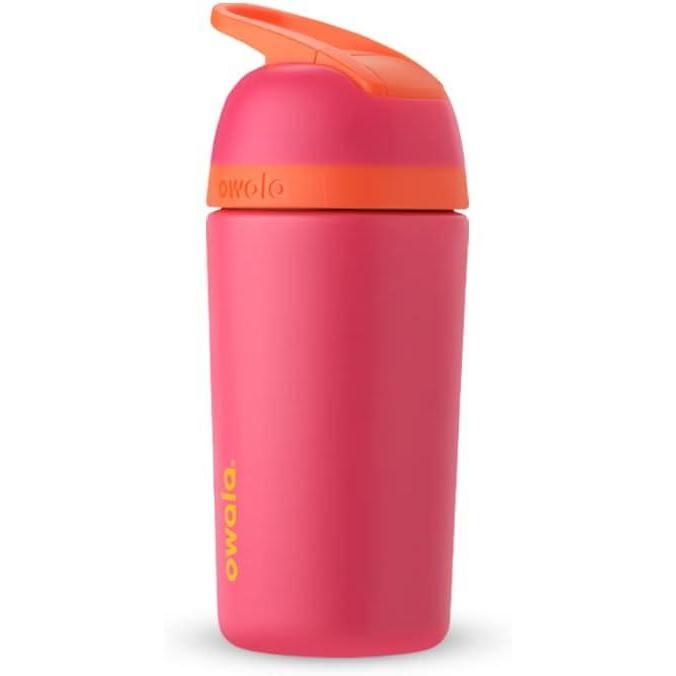 imageOwala Kids Flip Insulated StainlessSteel Water Bottle with Straw and Locking Lid 14Ounce OrangeBlue Blue CitrusPink
