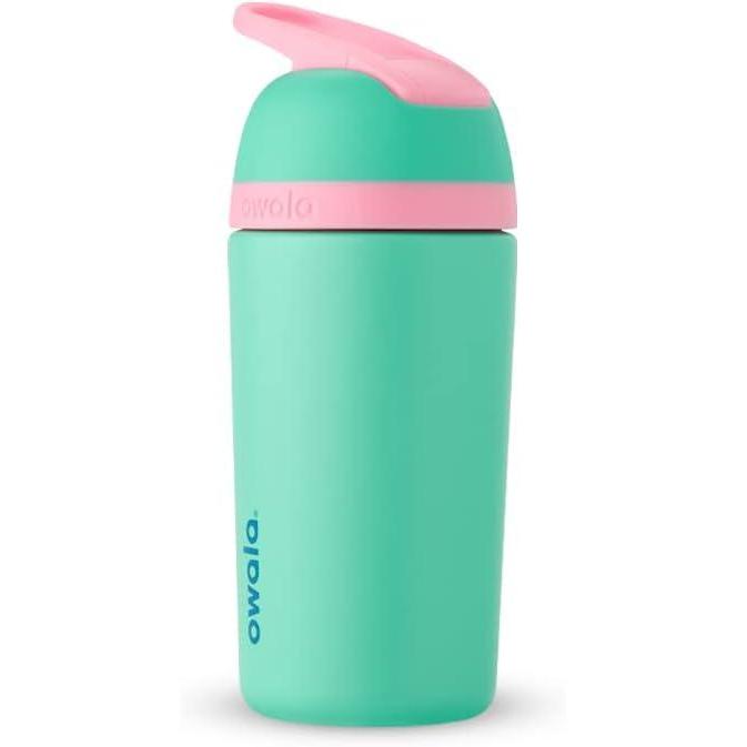 imageOwala Kids Flip Insulated StainlessSteel Water Bottle with Straw and Locking Lid 14Ounce OrangeBlue Blue CitrusTeal  Pink