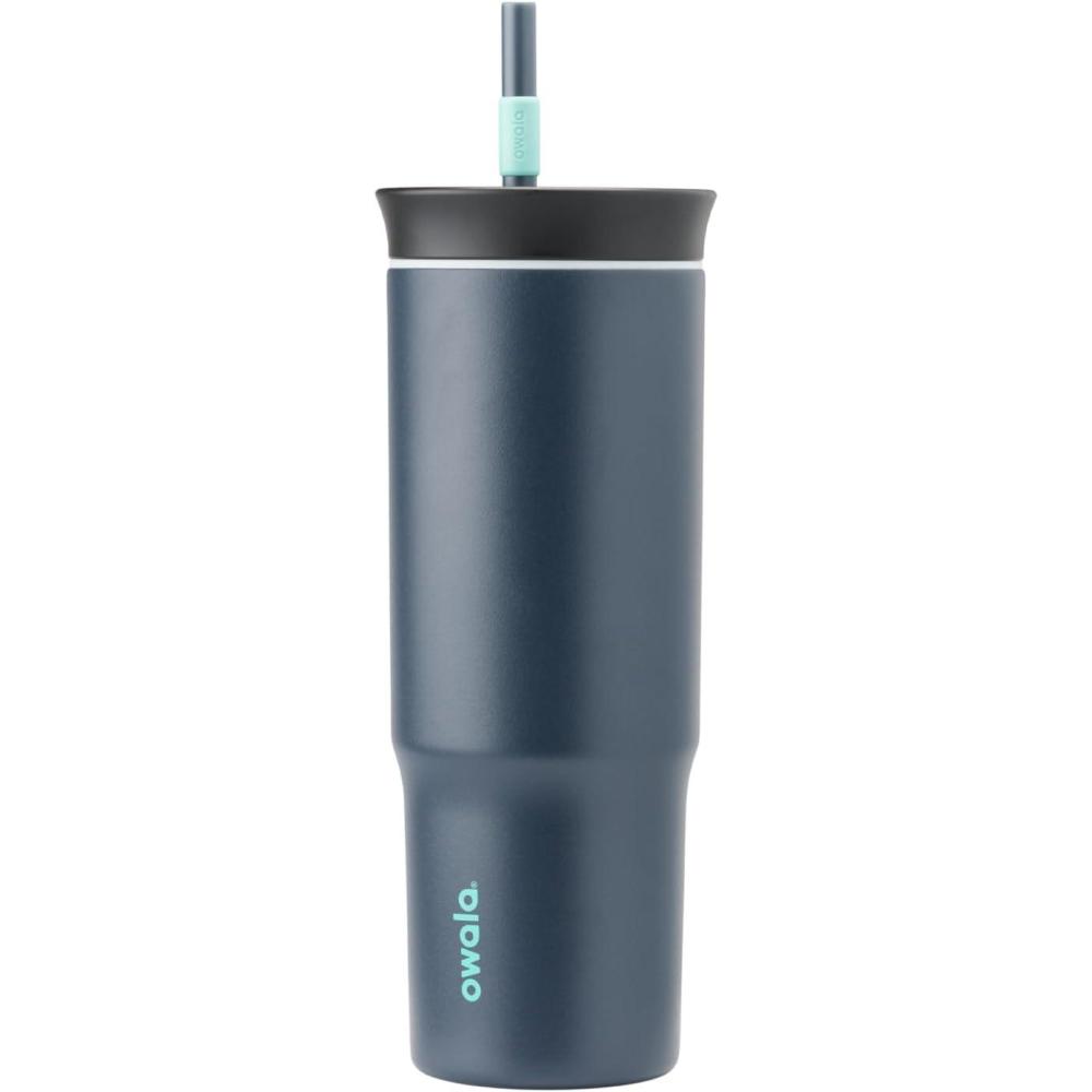 imageOwala Stainless Steel Triple Layer Insulated Travel Tumbler with Spill Resistant Lid Straw and Carry Handle BPA Free 40 oz Gray Iced TeaFoggy Tide