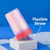 imageOwala Kids BPAFree Plastic Tumbler with Spill Resistant Flexible Straw Easy to Clean Kids Water Bottle Great for Travel Dishwasher Safe 15 Oz Orange and Peach WatermelonLilac Rocket