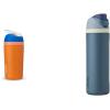 imageOwala Kids Flip Insulated StainlessSteel Water Bottle with Straw and Locking Lid 14Ounce OrangeBlue Blue CitrusOrange  Blue