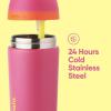 imageOwala Kids Flip Insulated StainlessSteel Water Bottle with Straw and Locking Lid 14Ounce OrangeBlue Blue CitrusPink