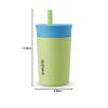 imageOwala Kids Insulation Stainless Steel Tumbler with Spill Resistant Flexible Straw Easy to Clean Kids Water Bottle Great for Travel Dishwasher Safe 12 Oz Peach and Yellow PicnicBlue and Light Green