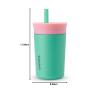imageOwala Kids Insulation Stainless Steel Tumbler with Spill Resistant Flexible Straw Easy to Clean Kids Water Bottle Great for Travel Dishwasher Safe 12 Oz Peach and Yellow PicnicPink  Teal