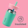 imageOwala Kids Insulation Stainless Steel Tumbler with Spill Resistant Flexible Straw Easy to Clean Kids Water Bottle Great for Travel Dishwasher Safe 12 Oz Peach and Yellow PicnicPink  Teal