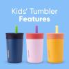 imageOwala Kids Insulation Stainless Steel Tumbler with Spill Resistant Flexible Straw Easy to Clean Kids Water Bottle Great for Travel Dishwasher Safe 12 Oz Peach and Yellow PicnicYellow  Peach