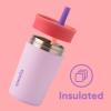imageOwala Kids Insulation Stainless Steel Tumbler with Spill Resistant Flexible Straw Easy to Clean Kids Water Bottle Great for Travel Dishwasher Safe 12 Oz Peach and Yellow PicnicYellow  Peach