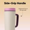 imageOwala SmoothSip Slider Insulated Stainless Steel Coffee Tumbler Reusable Iced Coffee Cup Hot Coffee Travel Mug BPA Free 12 oz GreyBlue Beachy BreezeDaybreak