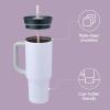 imageOwala Stainless Steel Triple Layer Insulated Travel Tumbler with Spill Resistant Lid Straw and Carry Handle BPA Free 40 oz Gray Iced TeaBunny Hop