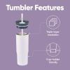 imageOwala Stainless Steel Triple Layer Insulated Travel Tumbler with Spill Resistant Lid Straw and Carry Handle BPA Free 40 oz Gray Iced TeaBunny Hop