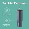 imageOwala Stainless Steel Triple Layer Insulated Travel Tumbler with Spill Resistant Lid Straw and Carry Handle BPA Free 40 oz Gray Iced TeaFoggy Tide