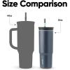 imageOwala Stainless Steel Triple Layer Insulated Travel Tumbler with Spill Resistant Lid Straw and Carry Handle BPA Free 40 oz Gray Iced TeaFoggy Tide