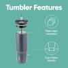 imageOwala Stainless Steel Triple Layer Insulated Travel Tumbler with Spill Resistant Lid Straw and Carry Handle BPA Free 40 oz Gray Iced TeaFoggy Tide