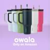 imageOwala Stainless Steel Triple Layer Insulated Travel Tumbler with Spill Resistant Lid Straw and Carry Handle BPA Free 40 oz Gray Iced TeaFoggy Tide