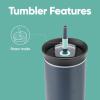 imageOwala Stainless Steel Triple Layer Insulated Travel Tumbler with Spill Resistant Lid Straw and Carry Handle BPA Free 40 oz Gray Iced TeaFoggy Tide