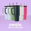 imageOwala Stainless Steel Triple Layer Insulated Travel Tumbler with Spill Resistant Lid Straw and Carry Handle BPA Free 40 oz Gray Iced TeaTropical