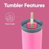 imageOwala Stainless Steel Triple Layer Insulated Travel Tumbler with Spill Resistant Lid Straw and Carry Handle BPA Free 40 oz Gray Iced TeaWatermelon Breeze